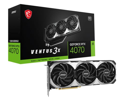 MSI GEFORCE RTX 4070 VENTUS 3X E 12G OC carte graphique NVIDIA 12 Go GDDR6X (GEFORCE RTX 4070 VENTUS 3X E 12G OC)