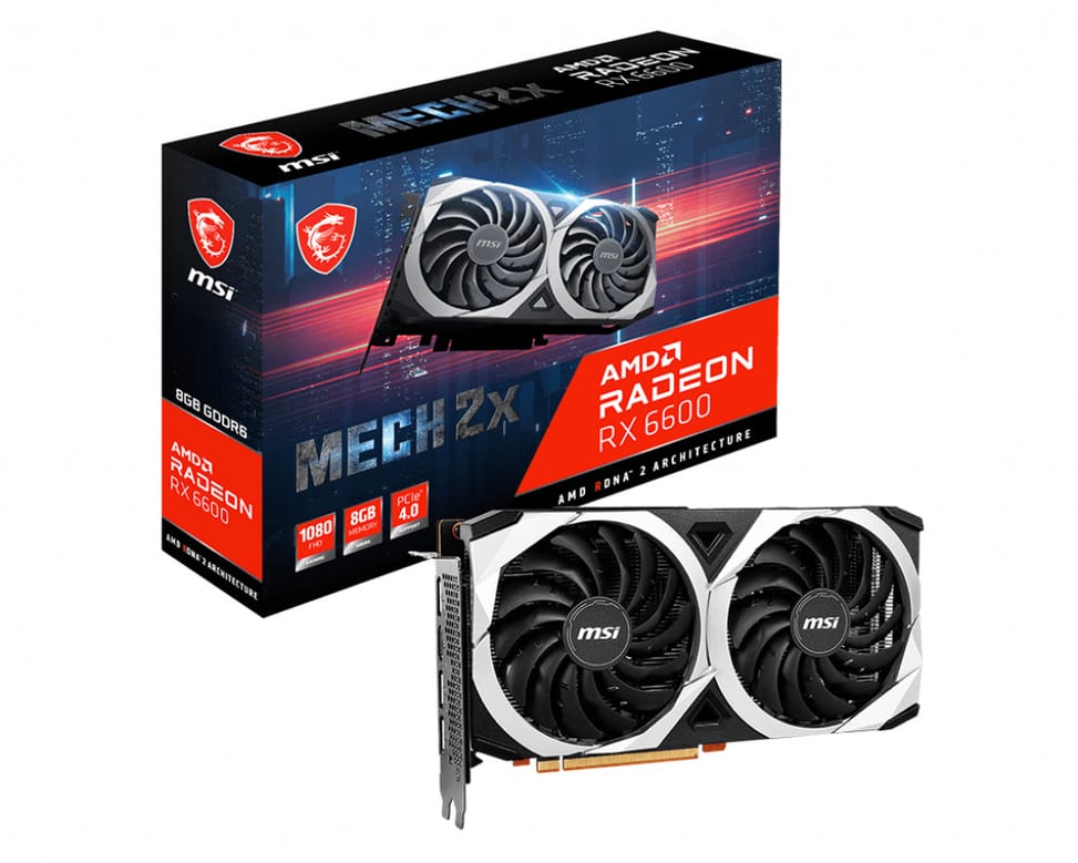 MSI RX 6600 MECH 2X 8G carte graphique AMD Radeon RX 6600 8 Go GDDR6 (RX 6600 MECH 2X 8G) — image 1