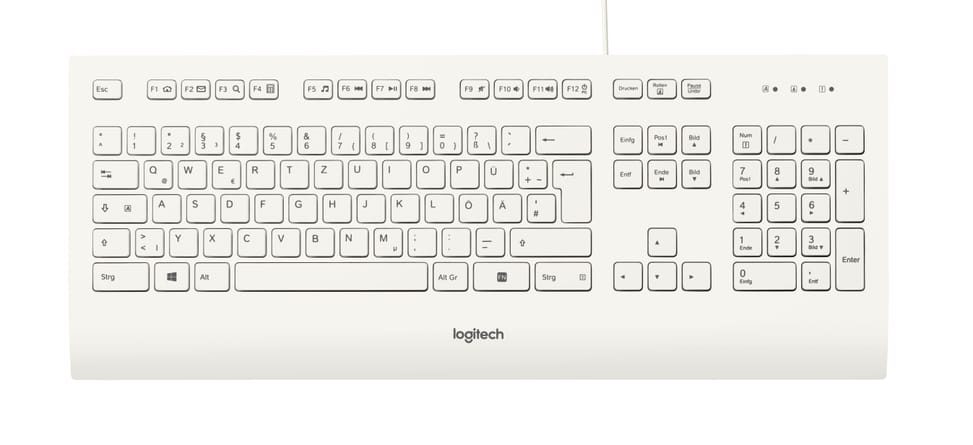 Logitech K280E Pro f/ Business clavier USB QWERTZ Allemand Blanc Corded Keyboard K280e, USB, white, 930g, DE (920-008319) — image 1