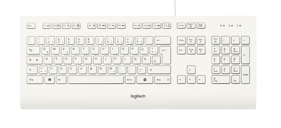 Logitech K280E Pro f/ Business clavier USB QWERTZ Allemand Blanc Corded Keyboard K280e, USB, white, 930g, DE  (920-008319)