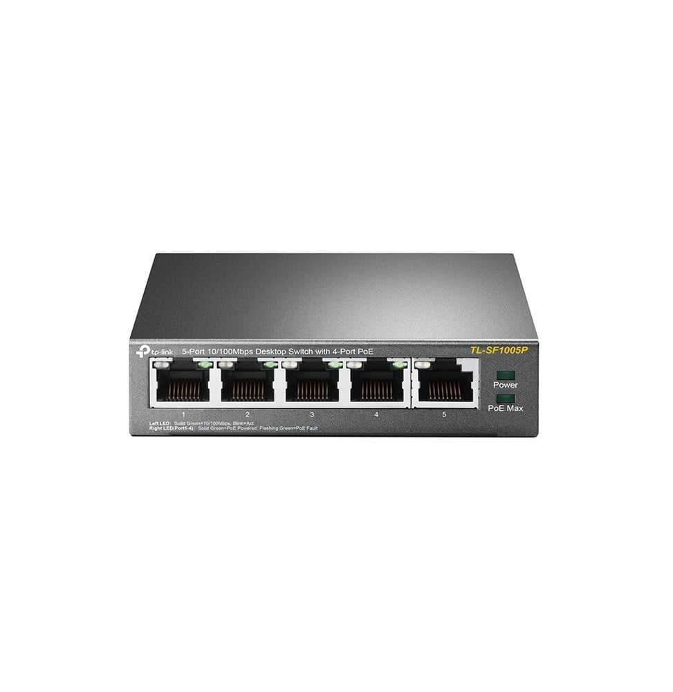 TP-Link TL-SF1005P Non-géré Fast Ethernet (10/100) Connexion Ethernet, supportant l'alimentation via ce port (PoE) Noir