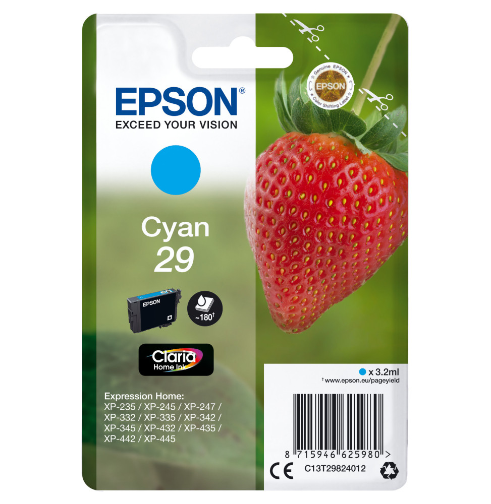 Epson Strawberry Cartouche "Fraise" 29 - Encre Claria Home C Cartouche "Fraise" 29 - Encre Claria Home C  (C13T29824012)
