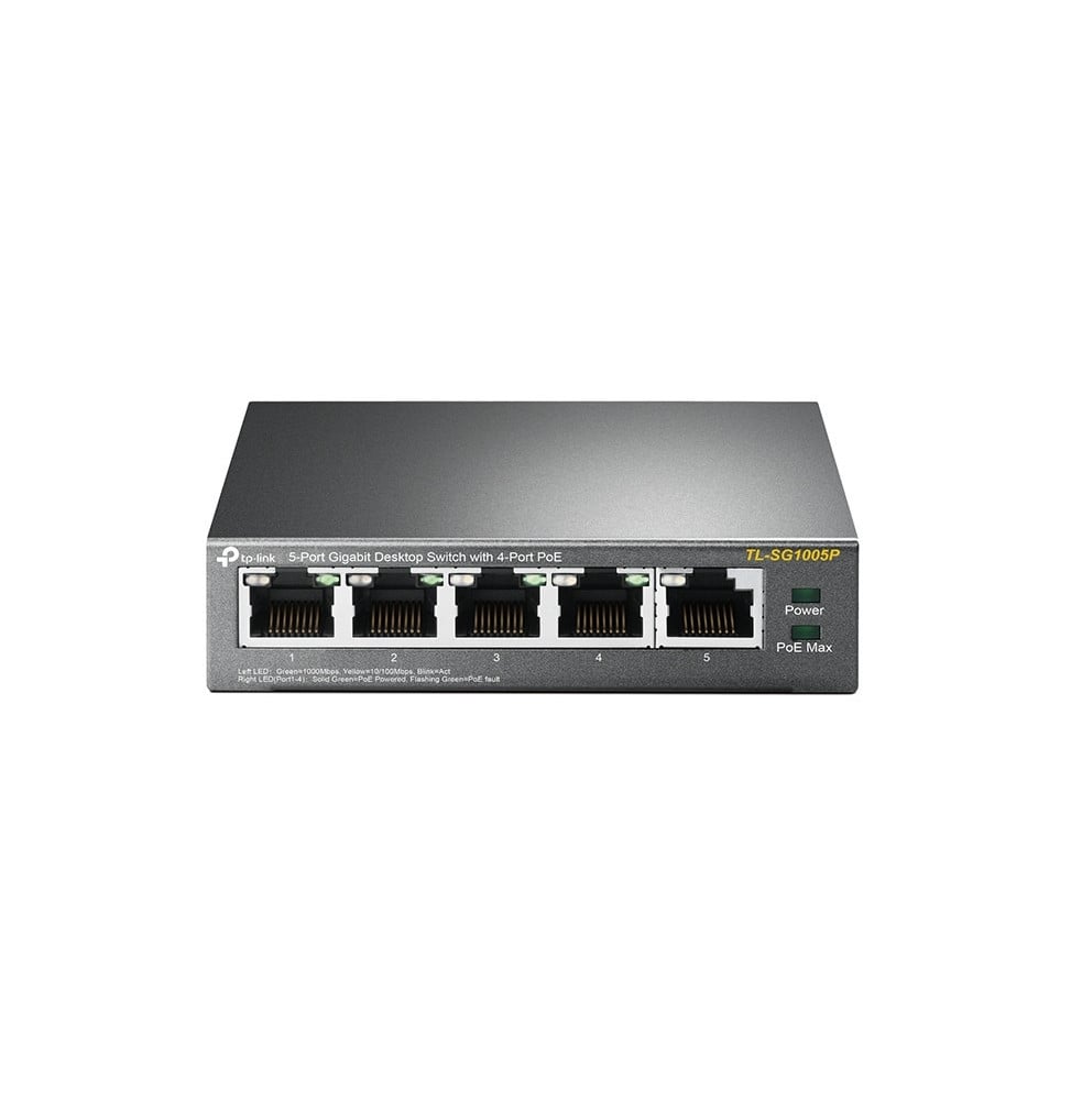 TP-Link TL-SG1005P Non-géré Gigabit Ethernet (10/100/1000) Connexion Ethernet, supportant l'alimentation via ce port (PoE) Noir