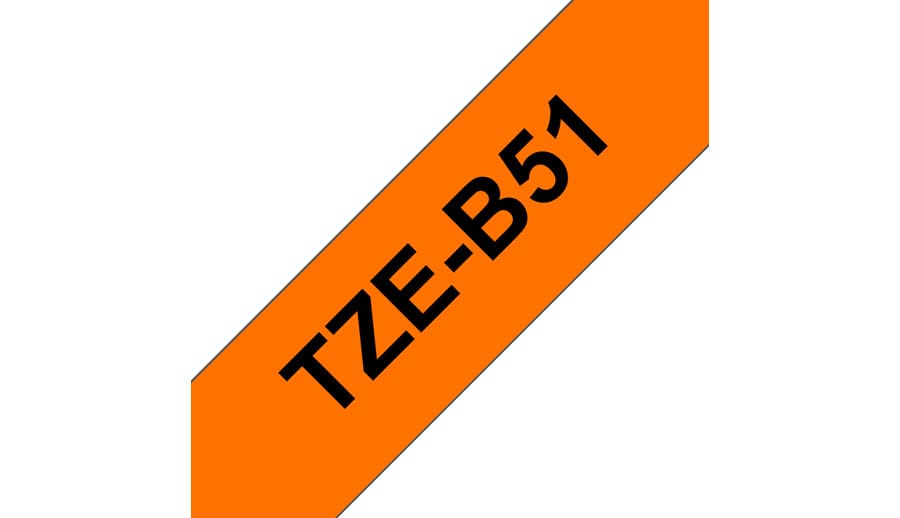 Brother TZe-B51 ruban d'étiquette Noir sur fond orange fluorescent (TZEB51) — image 2