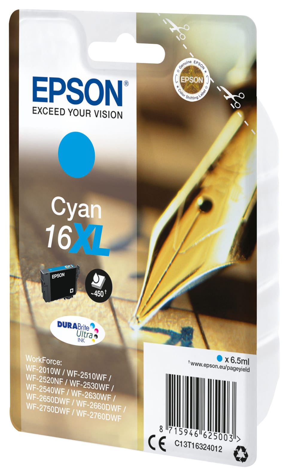 Epson Pen and crossword Cartouche "Stylo à plume" 16XL - Encre DURABrite Ultra C (C13T16324012) — image 2