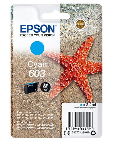 Epson Singlepack Cyan 603 Ink Singlepack Cyan 603 Ink (C13T03U24010) — image 1