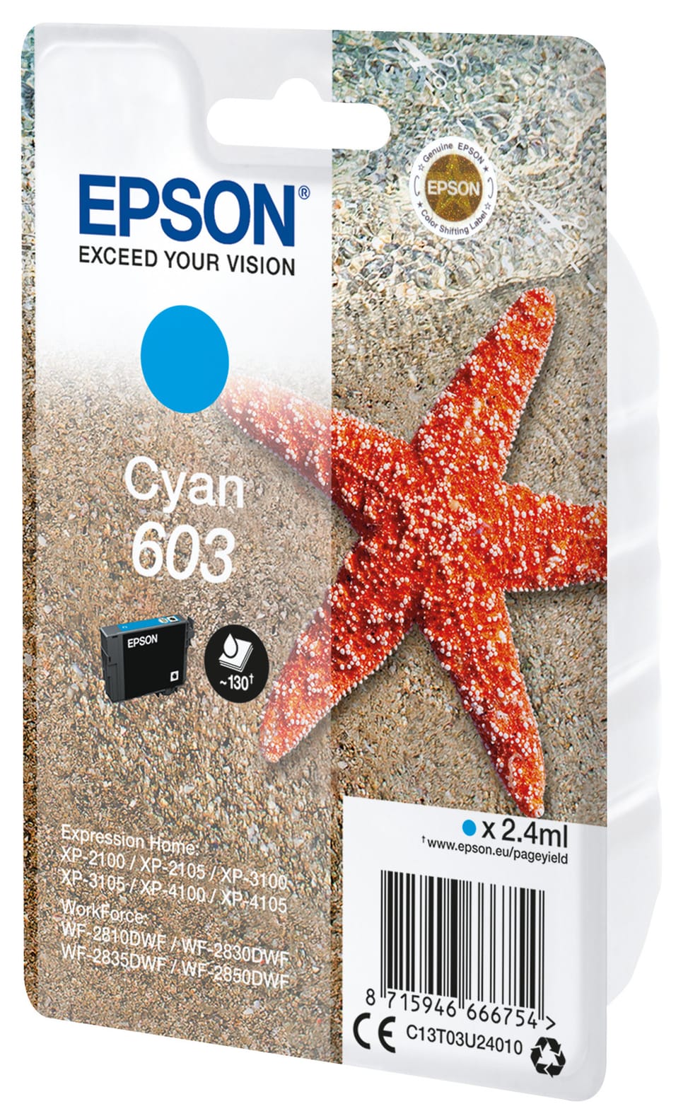 Epson Singlepack Cyan 603 Ink Singlepack Cyan 603 Ink (C13T03U24010) — image 2