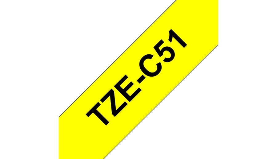 Brother TZe-C51 ruban d'étiquette Noir sur fond jaune fluorescent (TZEC51) — image 2