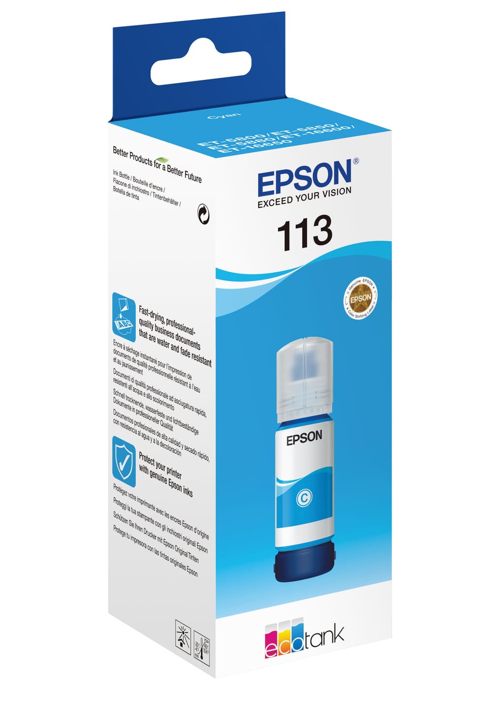 Epson 113 EcoTank Pigment Cyan ink bottle 113 EcoTank Pigment Cyan ink bottle  (C13T06B240) — image 2