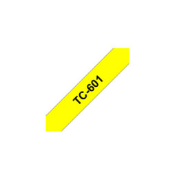 Brother Ruban pour étiqueteuse 12mm Ruban laminé de 12 mm, noir sur jaune  (TC-601)