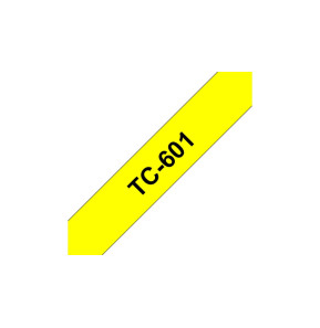 Brother Ruban pour étiqueteuse 12mm Ruban laminé de 12 mm, noir sur jaune  (TC-601)