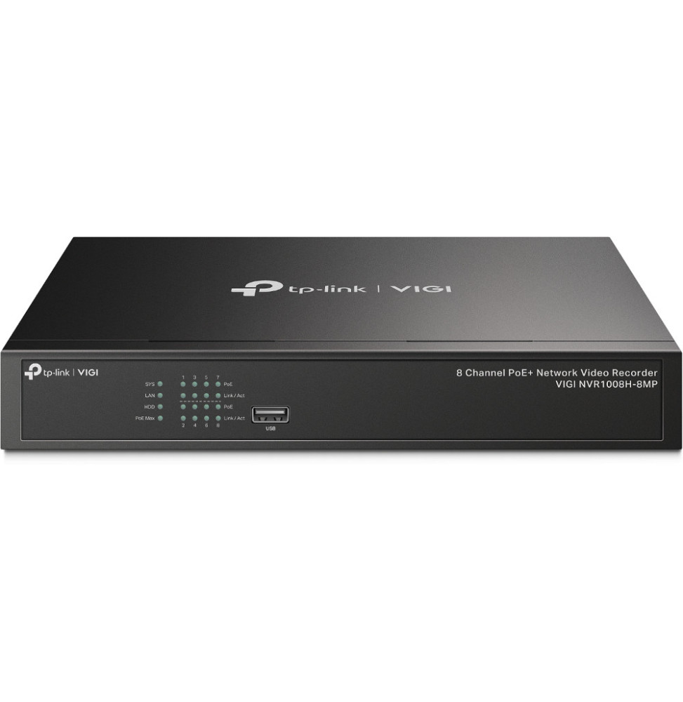TP-Link VIGI NVR1008H-8MP Enregistreur vidéo sur réseau Noir (VIGI NVR1008H-8MP)