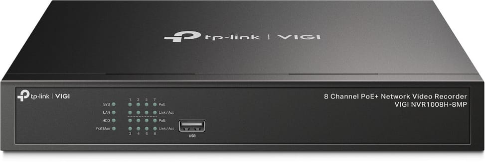 مسجل فيديو شبكي TP-Link VIGI NVR1008H-8MP أسود (VIGI NVR1008H-8MP) — صورة 1
