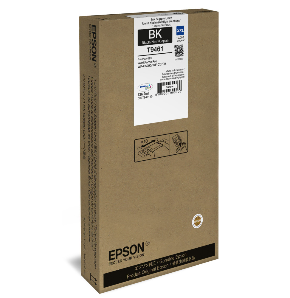 Epson Cartouche d'encre Noir XXL 10000 pages pour WorkForce Pro WF