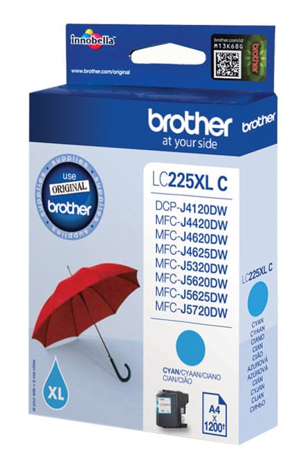 Brother LC-225XLC cartouche d'encre 1 pièce(s) Original Rendement élevé (XL) Cyan (LC-225XLC)