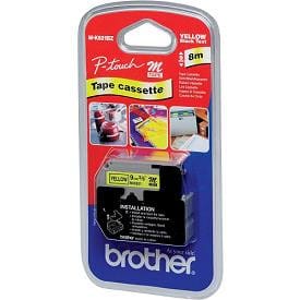 Brother M-K621B ruban d'étiquette Noir sur jaune Ruban plastique de 9 mm noir sur jaune, non laminé, 8 m (M-K621B)