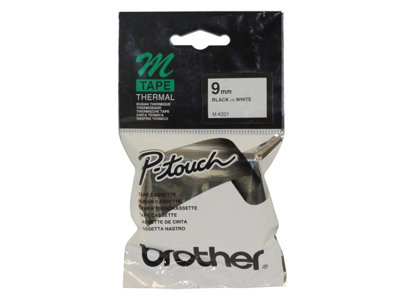 Brother MK221 ruban d'étiquette Noir sur blanc M Ruban plastique de 9 mm noir sur blanc, non laminé, 8 m (MK221) — image 1