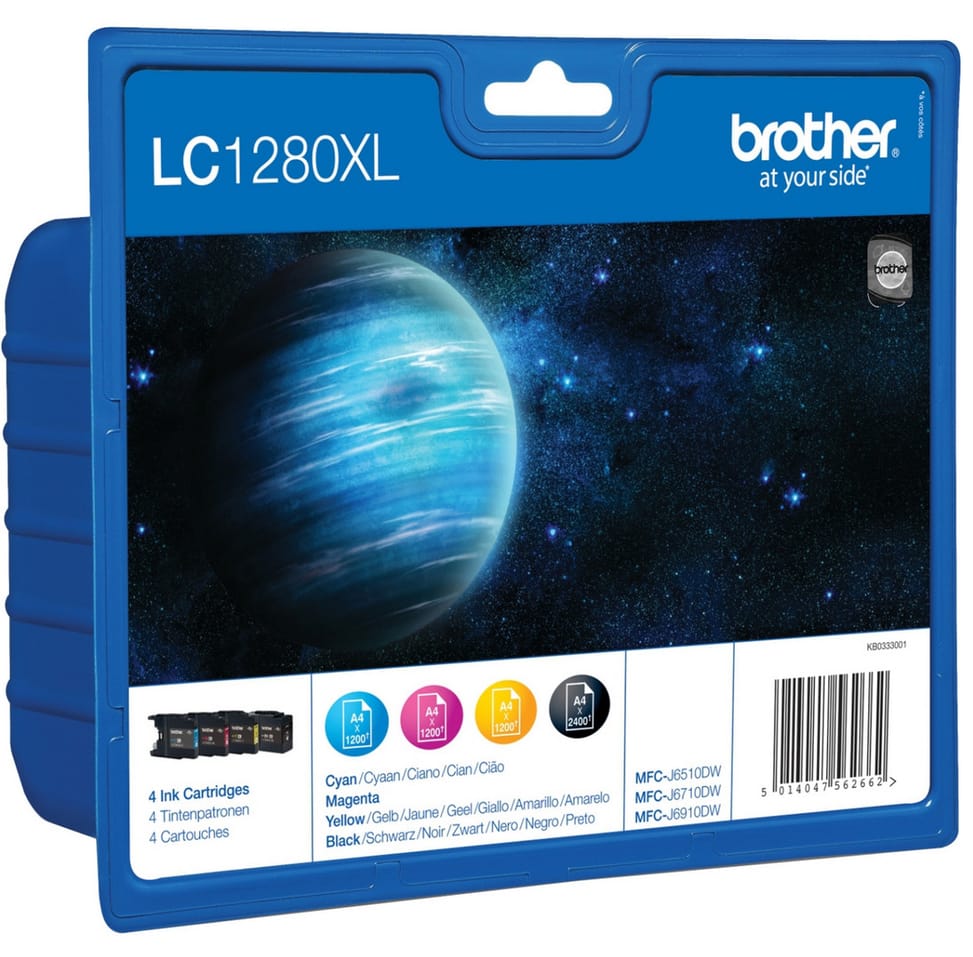 Brother LC-1280XLVALBPDR cartouche d'encre 4 pièce(s) Original Rendement élevé (XL) Noir, Cyan, Magenta, Jaune — image 1