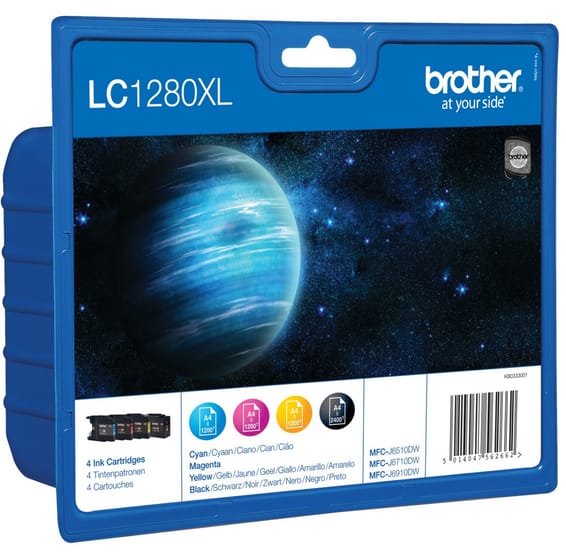 Brother LC-1280XLVALBPDR cartouche d'encre 4 pièce(s) Original Rendement élevé (XL) Noir, Cyan, Magenta, Jaune