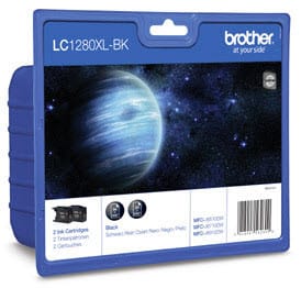 Brother LC-1280XLBKBP2DR cartouche d'encre 2 pièce(s) Original Noir (LC-1280XLBKBP2DR) — image 1