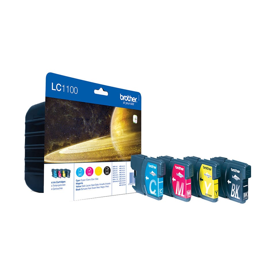 Brother LC-1100VALBPDR cartouche d'encre 4 pièce(s) Original Noir, Cyan, Magenta, Jaune (LC-1100VALBPDR) — image 1