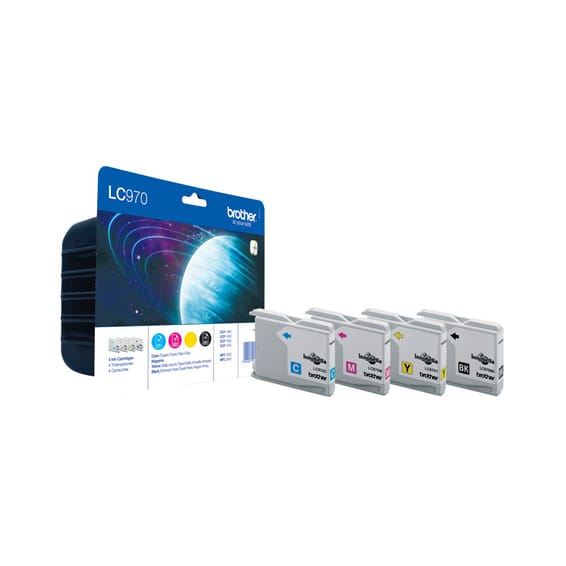 Brother LC-970 Value Pack cartouche d'encre Original Noir, Cyan, Magenta, Jaune (LC-970VALBPDR)