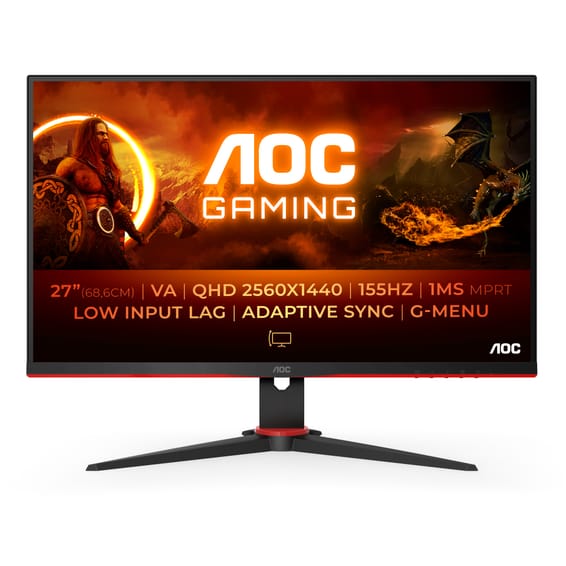 AOC G2 Q27G2E/BK écran plat de PC 68,6 cm (27") 2560 x 1440 pixels Quad HD Noir, Rouge (Q27G2E/BK)