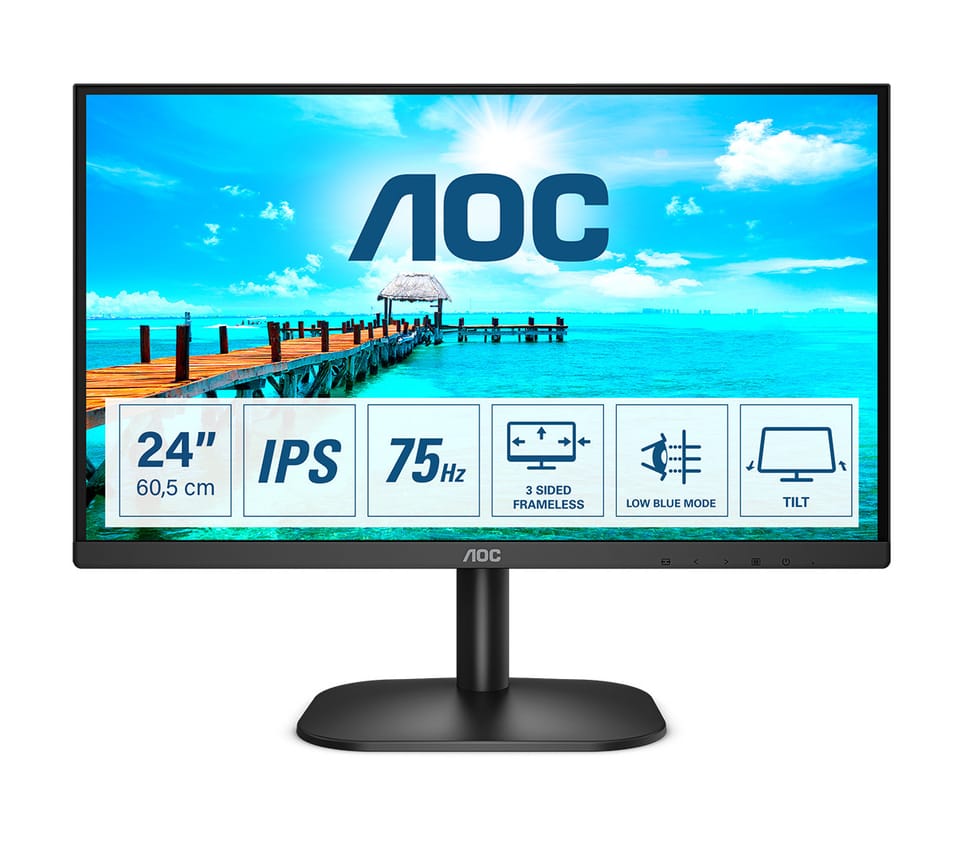 AOC B2 24B2XH/EU LED display 60,5 cm (23.8") 1920 x 1080 pixels Full HD Noir (24B2XH/EU) — image 1