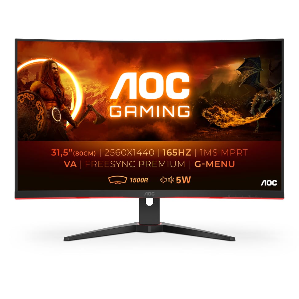 AOC G2 CQ32G2SE/BK LED display 80 cm (31.5") 2560 x 1440 pixels 2K Ultra HD Noir, Rouge (CQ32G2SE/BK) — image 1