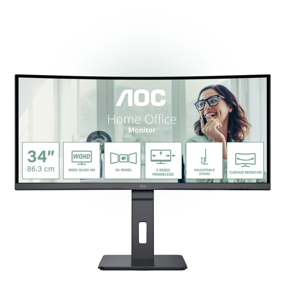 AOC CU34P3CV écran plat de PC 86,4 cm (34") 3440 x 1440 pixels UltraWide Quad HD LED Noir (CU34P3CV) — image 1