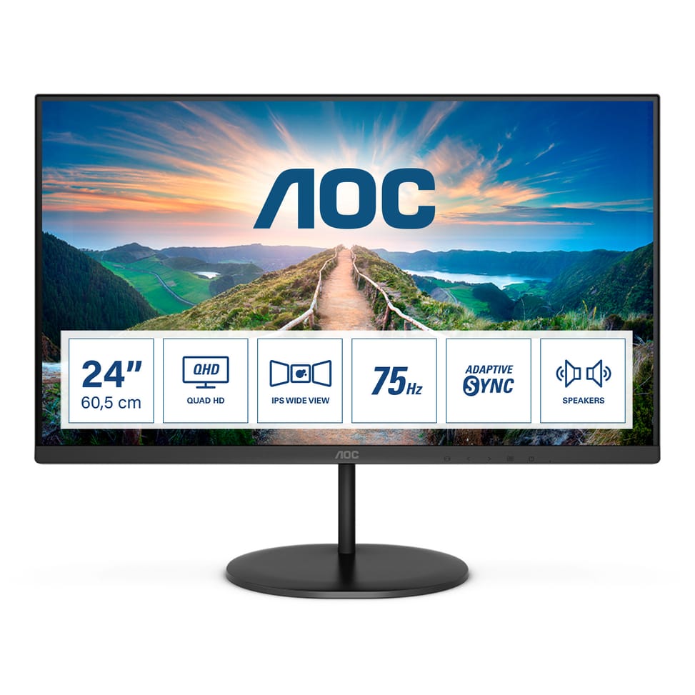 AOC V4 Q24V4EA LED display 60,5 cm (23.8") 2560 x 1440 pixels 2K Ultra HD Noir (Q24V4EA) — image 1