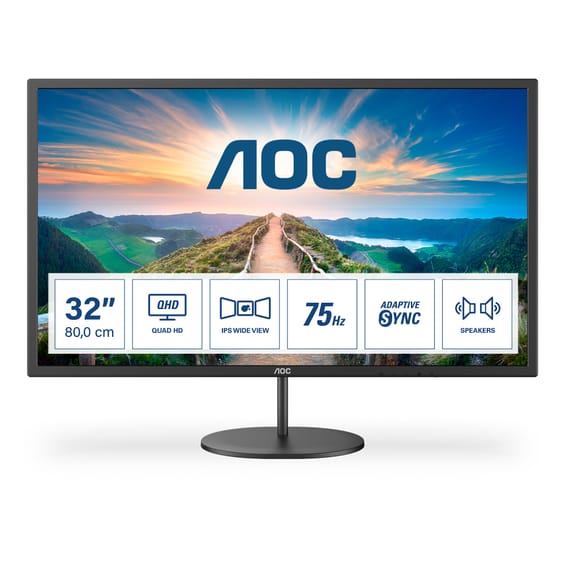 AOC V4 Q32V4 écran plat de PC 80 cm (31.5") 2560 x 1440 pixels 2K Ultra HD LED Noir (Q32V4)