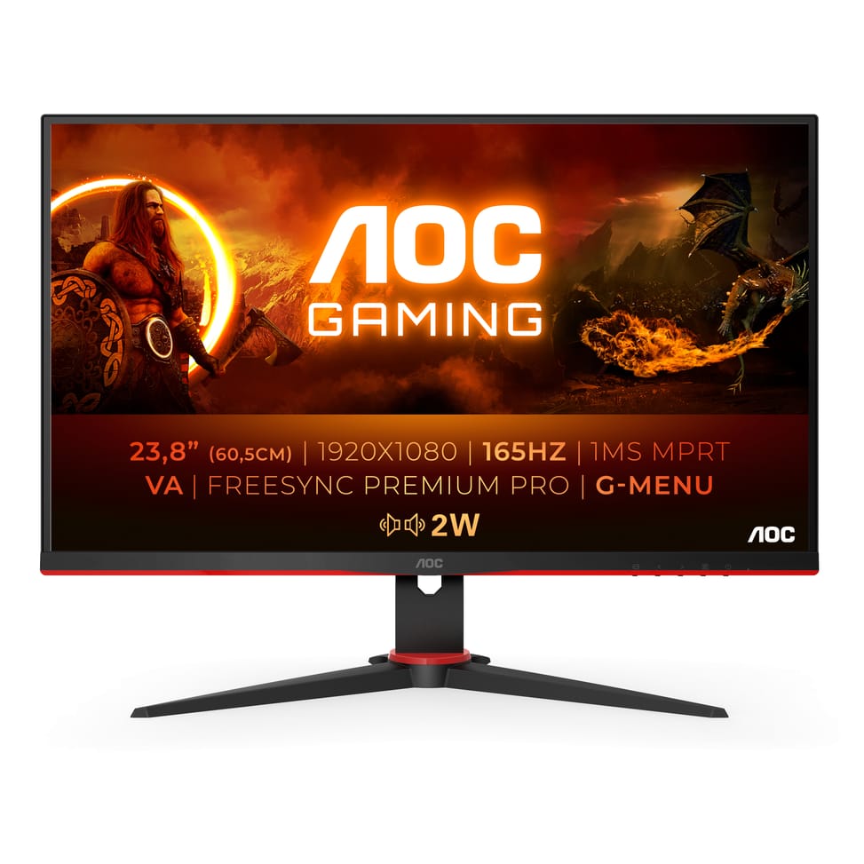 AOC 24G2SAE/BK écran plat de PC 60,5 cm (23.8") 1920 x 1080 pixels Full HD Noir, Rouge (24G2SAE/BK) — image 1