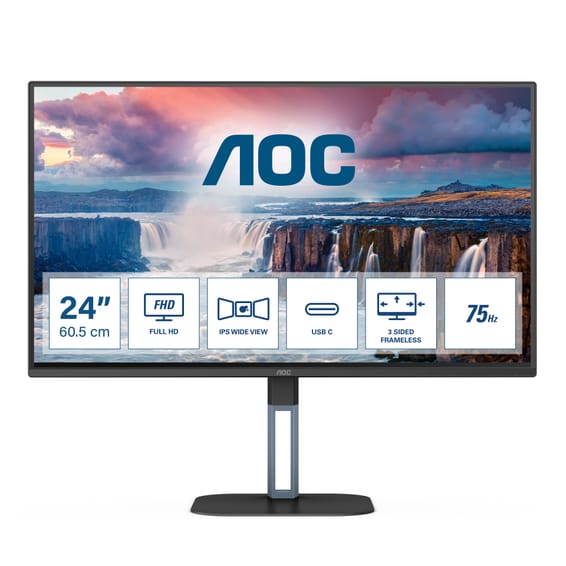 AOC V5 24V5CE écran plat de PC 60,5 cm (23.8") 1920 x 1080 pixels Full HD LED Noir (24V5CE/BK)