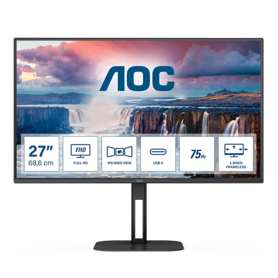 AOC V5 27V5CE écran plat de PC 68,6 cm (27") 1920 x 1080 pixels Full HD LED Noir (27V5CE/BK)