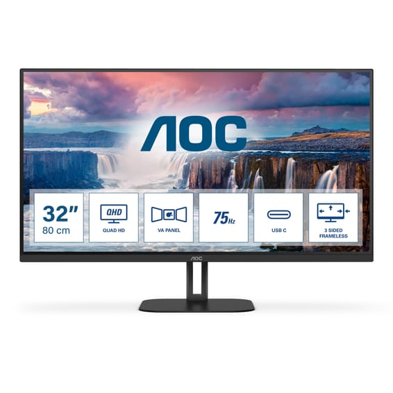 AOC V5 Q32V5CE écran plat de PC 80 cm (31.5") 2560 x 1440 pixels Quad HD LED Noir (Q32V5CE/BK)