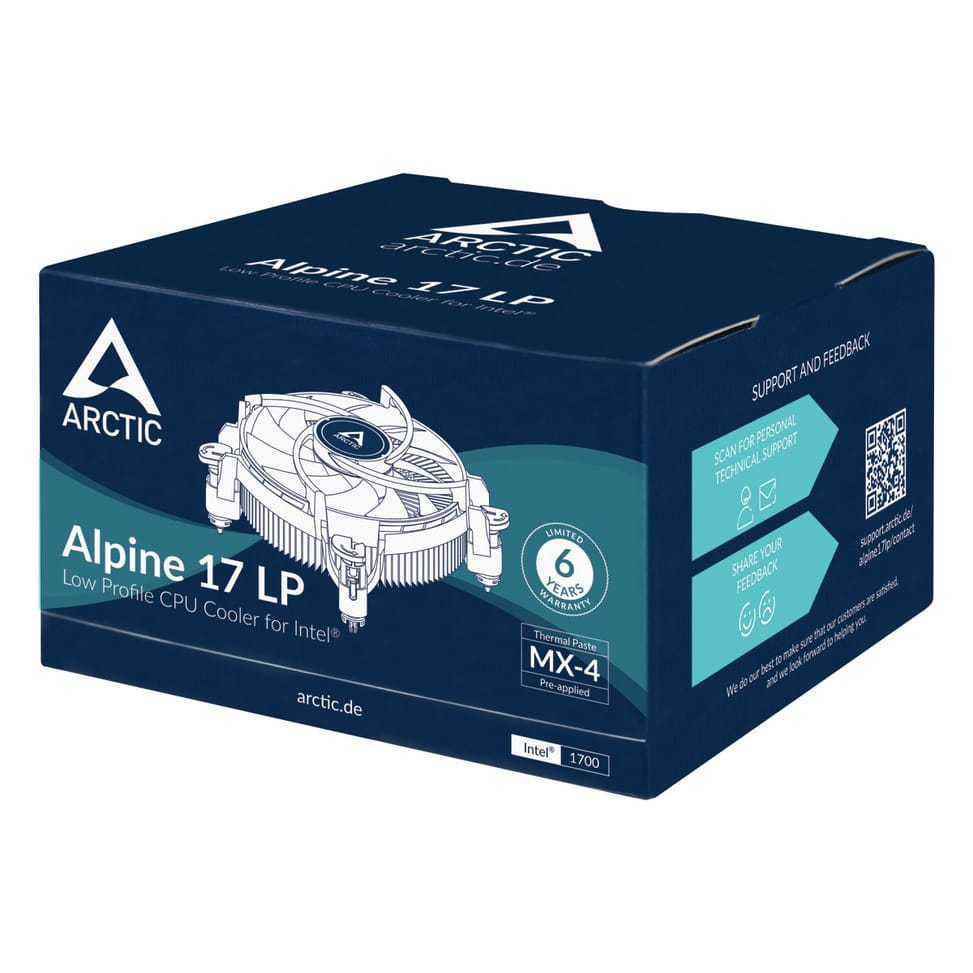 ARCTIC Alpine 17 LP Processeur Refroidisseur d'air 8,8 cm Aluminium, Noir 1 pièce(s) (ACALP00042A) — image 7