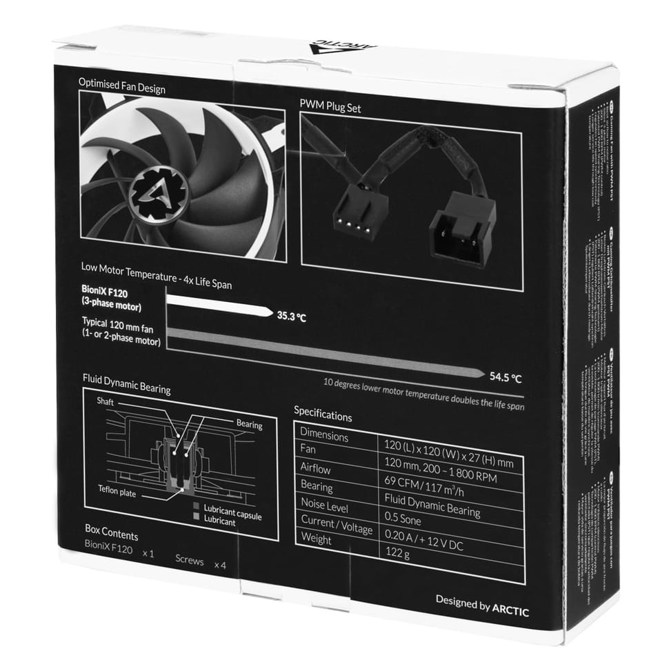 ARCTIC BioniX F120 Boitier PC Ventilateur 12 cm Noir, Blanc (ACFAN00093A) — image 6