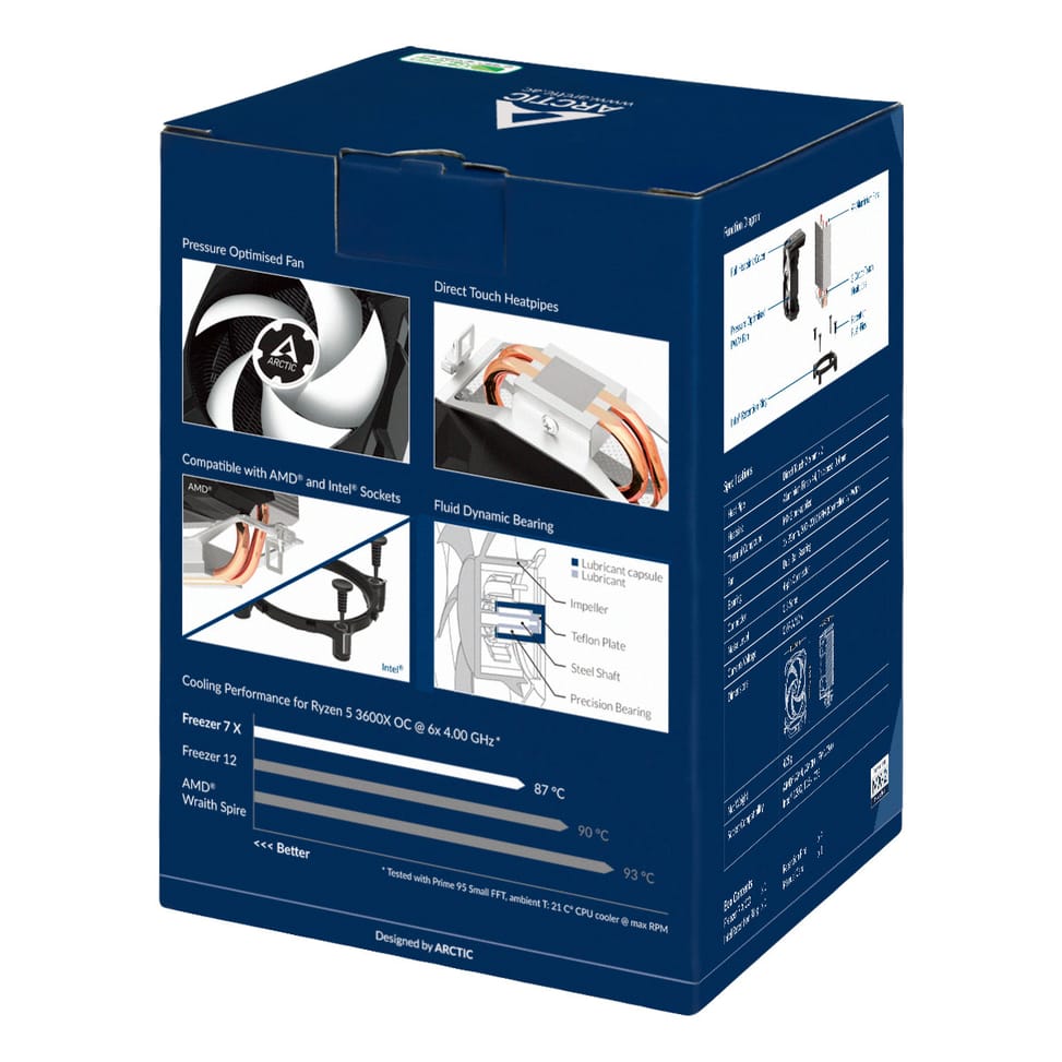 ARCTIC Freezer 7 X Processeur Refroidisseur d'air 9,2 cm Aluminium, Noir, Blanc 1 pièce(s) (ACFRE00077A) — image 8