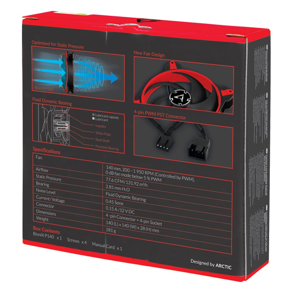 ARCTIC BioniX P140 Boitier PC Ventilateur 14 cm Noir, Rouge (ACFAN00127A) — image 7