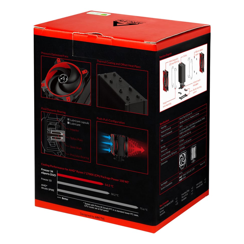 ARCTIC Freezer 34 eSports DUO Processeur Refroidisseur 12 cm Noir, Rouge (ACFRE00060A) — image 10