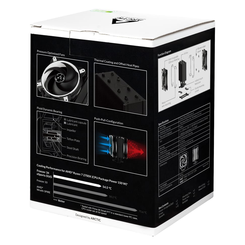 ARCTIC Freezer 34 eSports DUO Processeur Refroidisseur 12 cm Noir, Blanc (ACFRE00061A) — image 10
