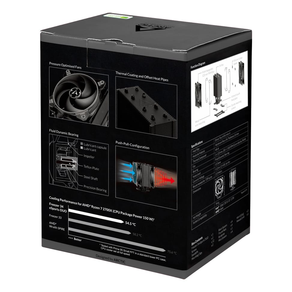 ARCTIC Freezer 34 eSports DUO Processeur Refroidisseur 12 cm Noir, Gris (ACFRE00075A) — image 10