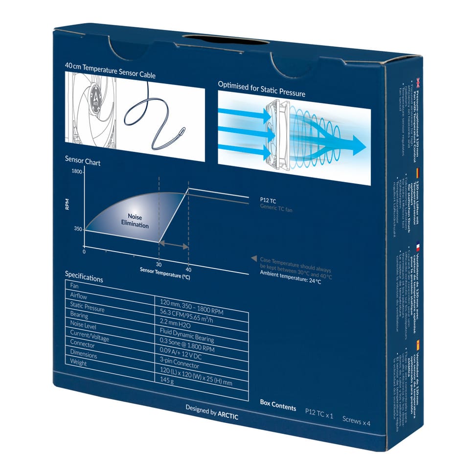ARCTIC P12 TC Boitier PC Ventilateur 12 cm Noir 1 pièce(s) (ACFAN00176A) — image 6