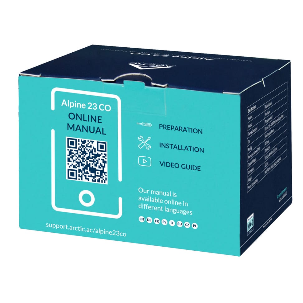 ARCTIC Alpine 23 CO Processeur Refroidisseur d'air 9 cm Aluminium, Noir 1 pièce(s) (ACALP00036A) — image 6