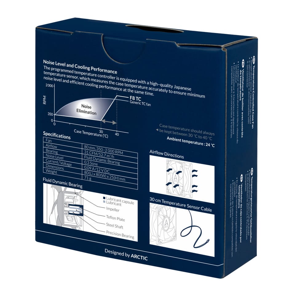 ARCTIC F8 TC Boitier PC Ventilateur 8 cm Noir 1 pièce(s) (ACFAN00208A) — image 3