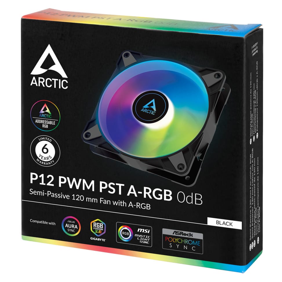 ARCTIC P12 PWM PST A-RGB 0dB Boitier PC Ventilateur 12 cm Noir, Blanc 1 pièce(s) (ACFAN00231A) — image 5
