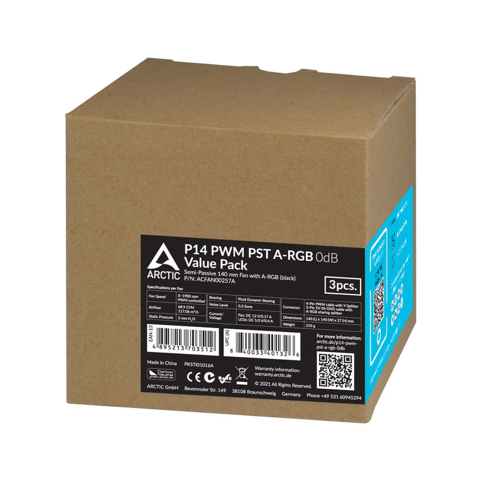 ARCTIC P14 PWM PST A-RGB 0dB Boitier PC Ventilateur 14 cm Noir 3, 1 (ACFAN00257A) — image 5