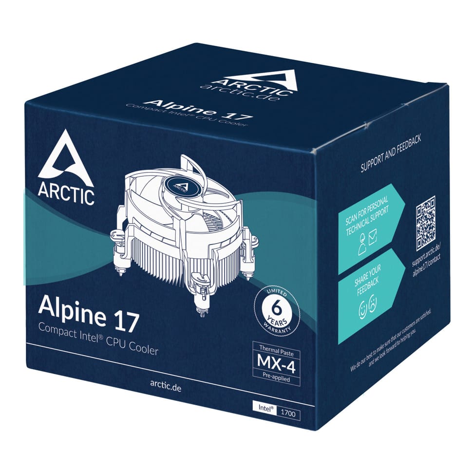 ARCTIC Alpine 17 Processeur Refroidisseur d'air 9,2 cm Noir, Argent 1 pièce(s) (ACALP00040A) — image 7