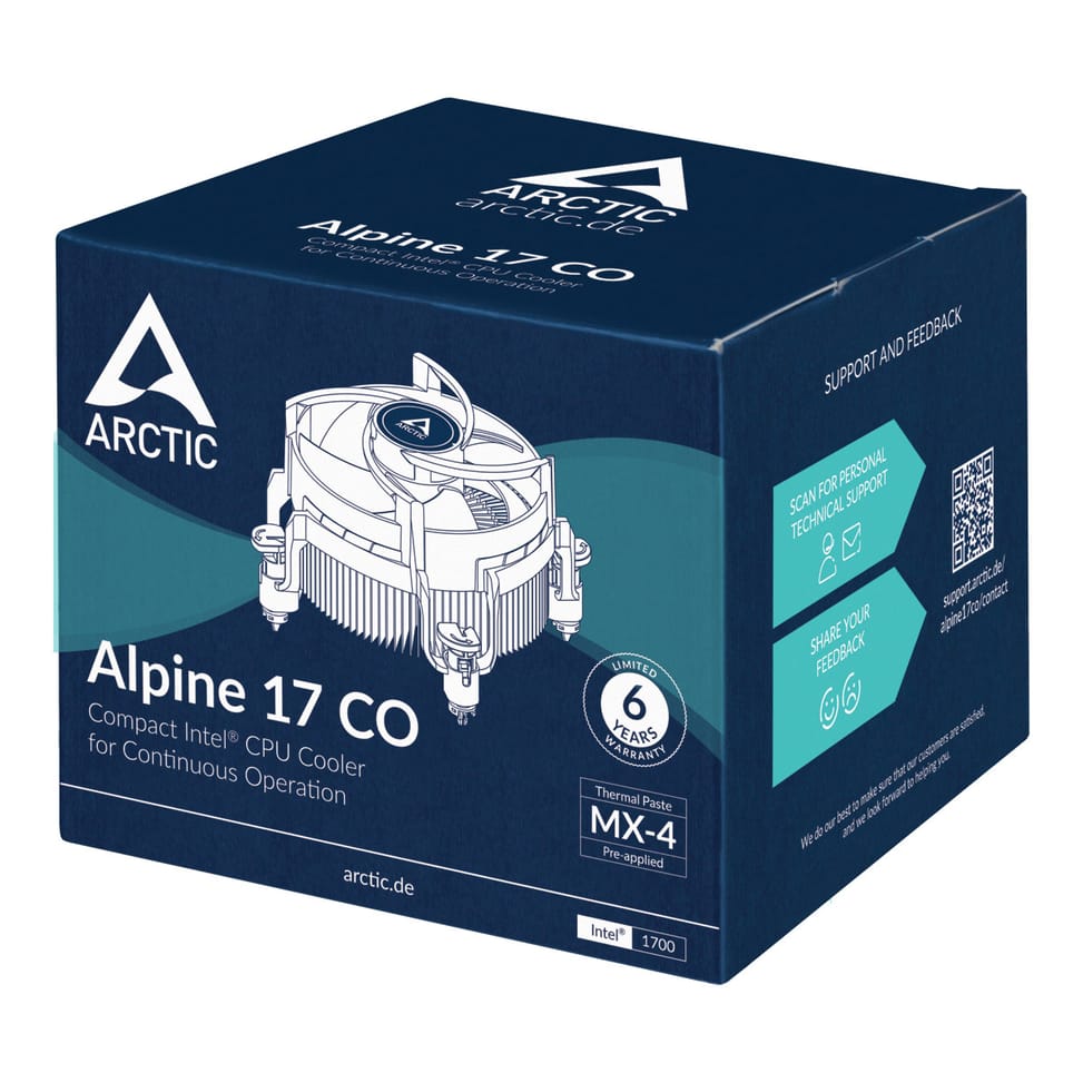 ARCTIC Alpine 17 CO Processeur Refroidisseur d'air 9,2 cm Noir, Argent 1 pièce(s) (ACALP00041A) — image 7